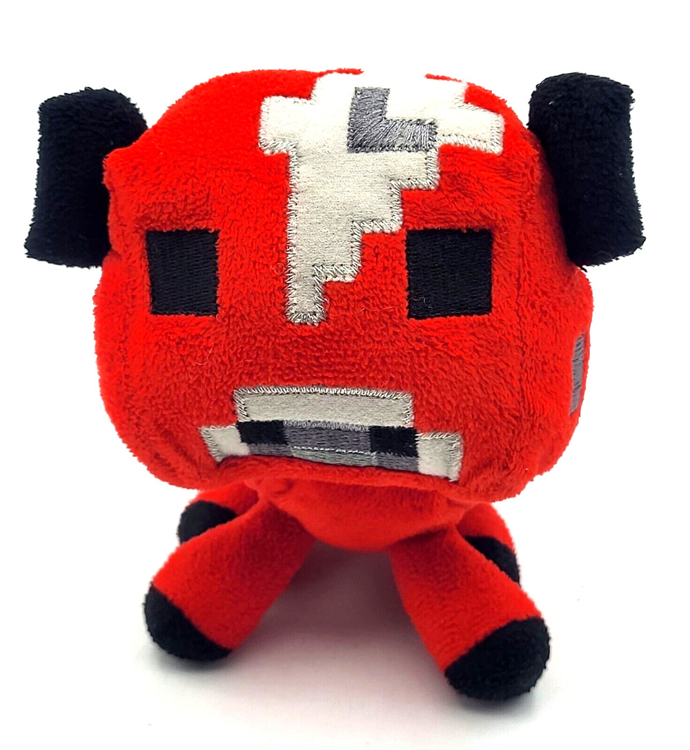 MINECRAFT Baby Mooshroom Plush Red Black Gray 6"